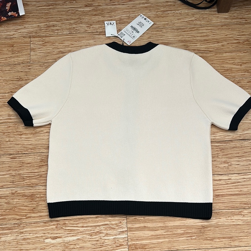 Zara Cream and Black Button-Up Cardigan - Picture 4 of 4